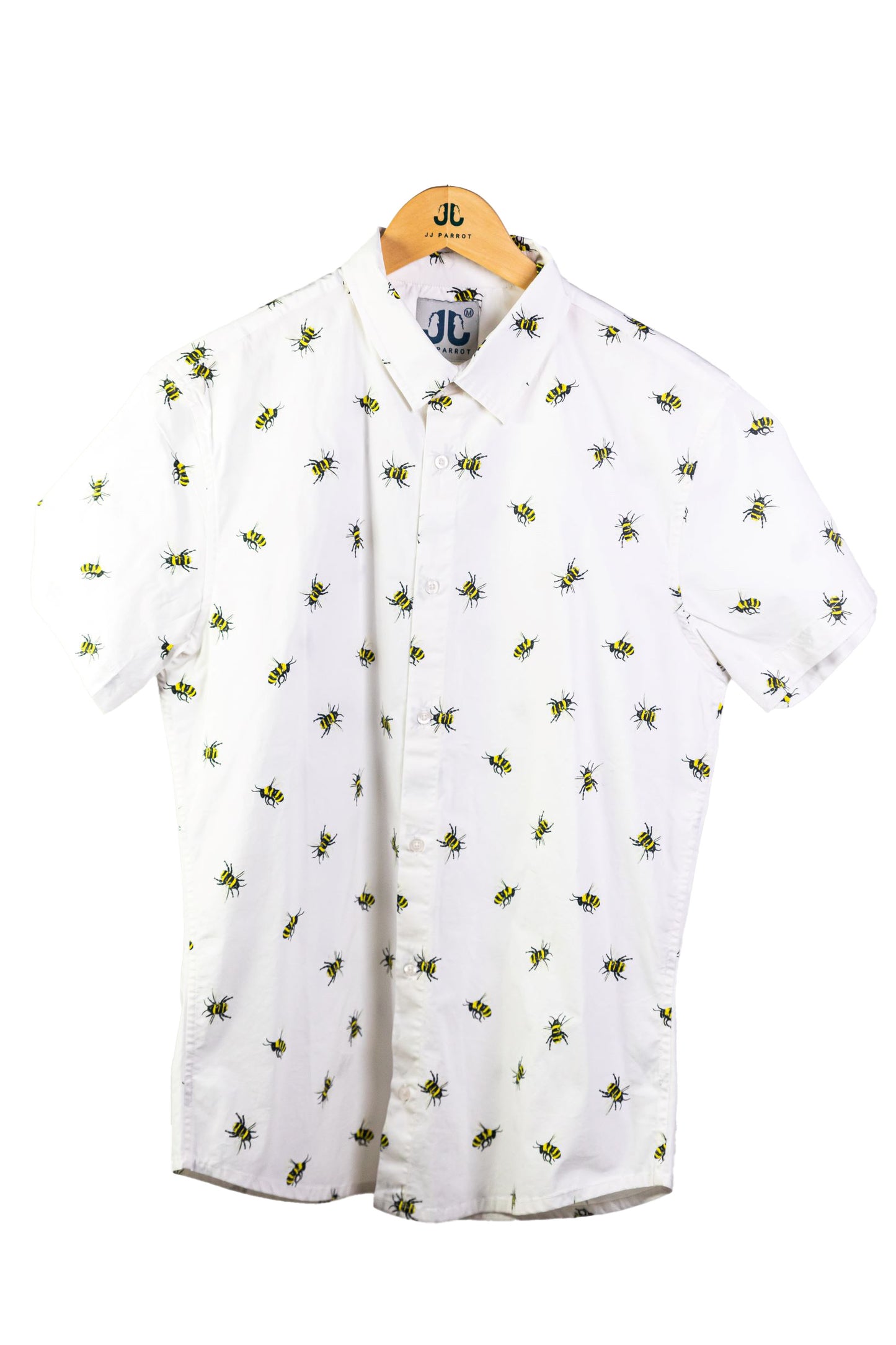 "Sweet Honey Bees" White Short Sleeve Button Down