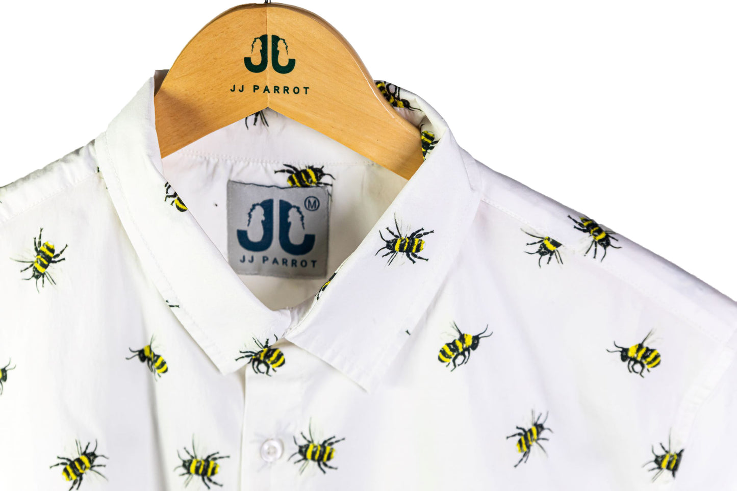 "Sweet Honey Bees" White Short Sleeve Button Down