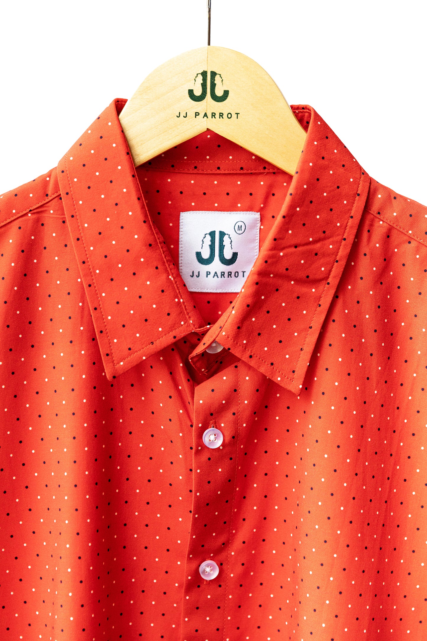 Red Polka Dot Short Sleeve Button Down