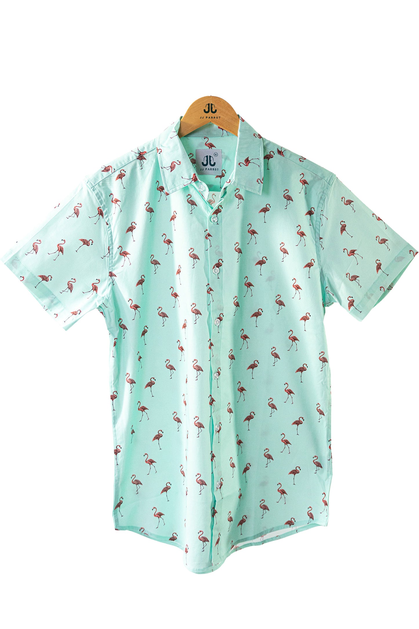 
                  
                    "Classic Flamingo" Mint Short Sleeve Button Down
                  
                