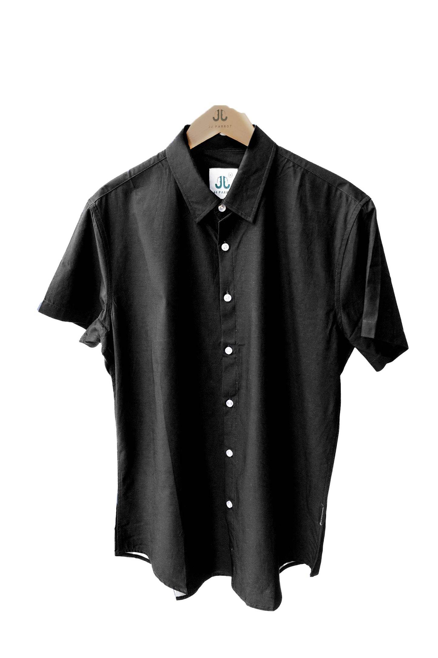 Solid Black Short Sleeve Button Down