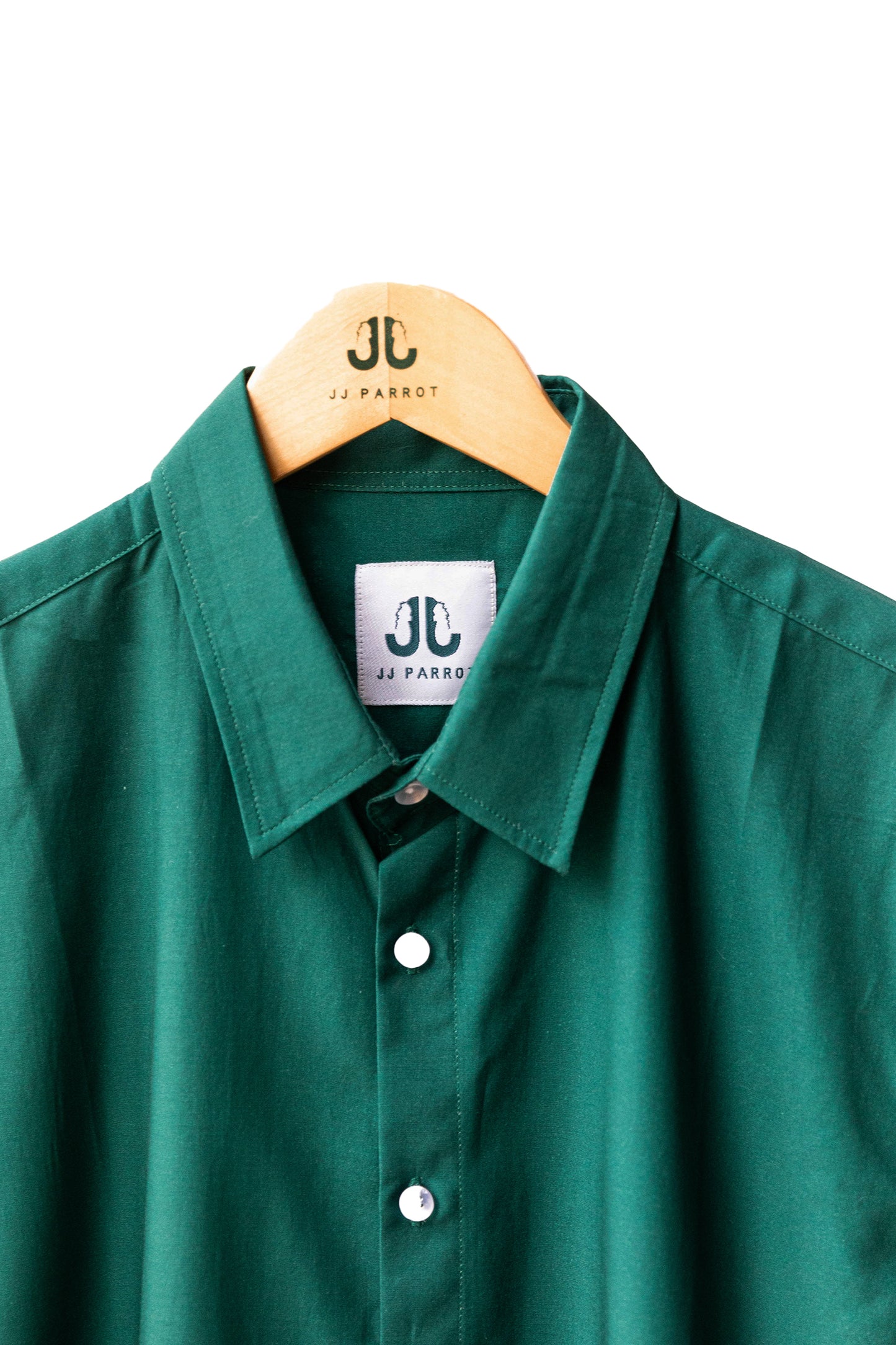 Solid Dark Green Short Sleeve Button Down