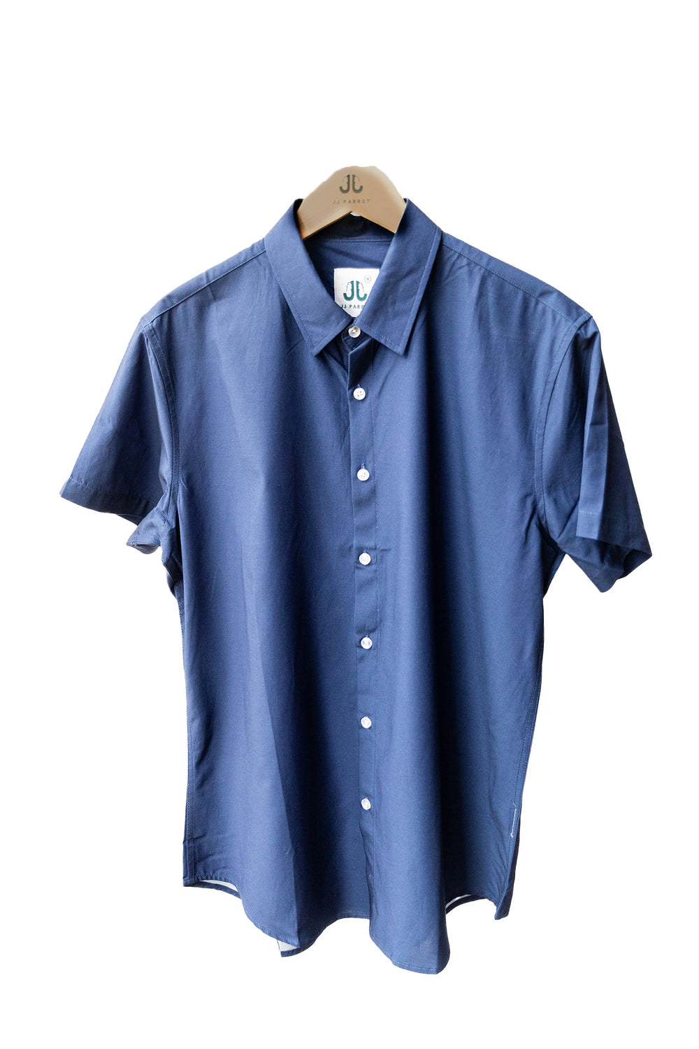 Solid Navy Short Sleeve Button Down