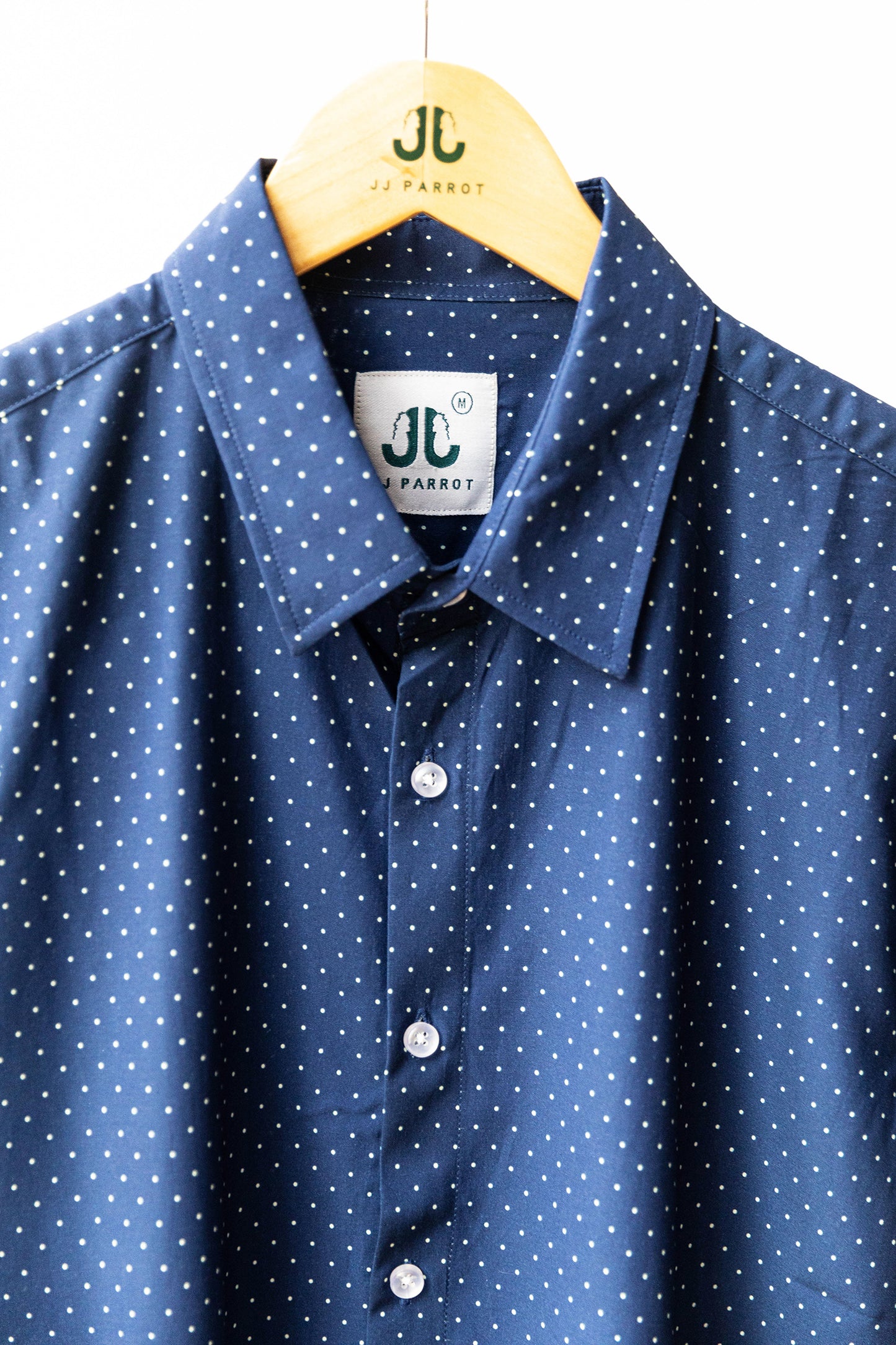 
                  
                    Mens Navy White Polka Dot Short Sleeve Button Down
                  
                