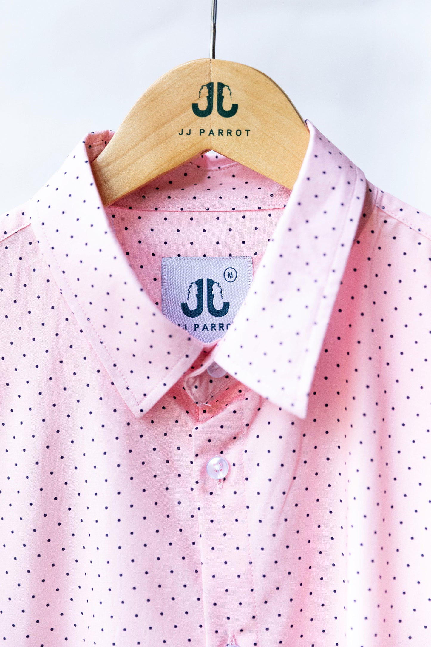 Mens Pink Polka Dot Short Sleeve Button Down