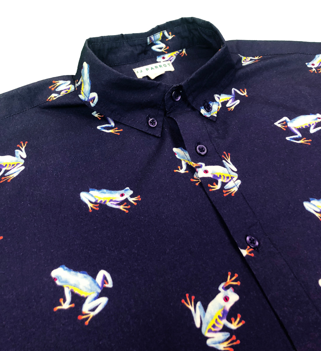 Blue Frog Short Sleeve Button Down Shirt - JJ Parrot