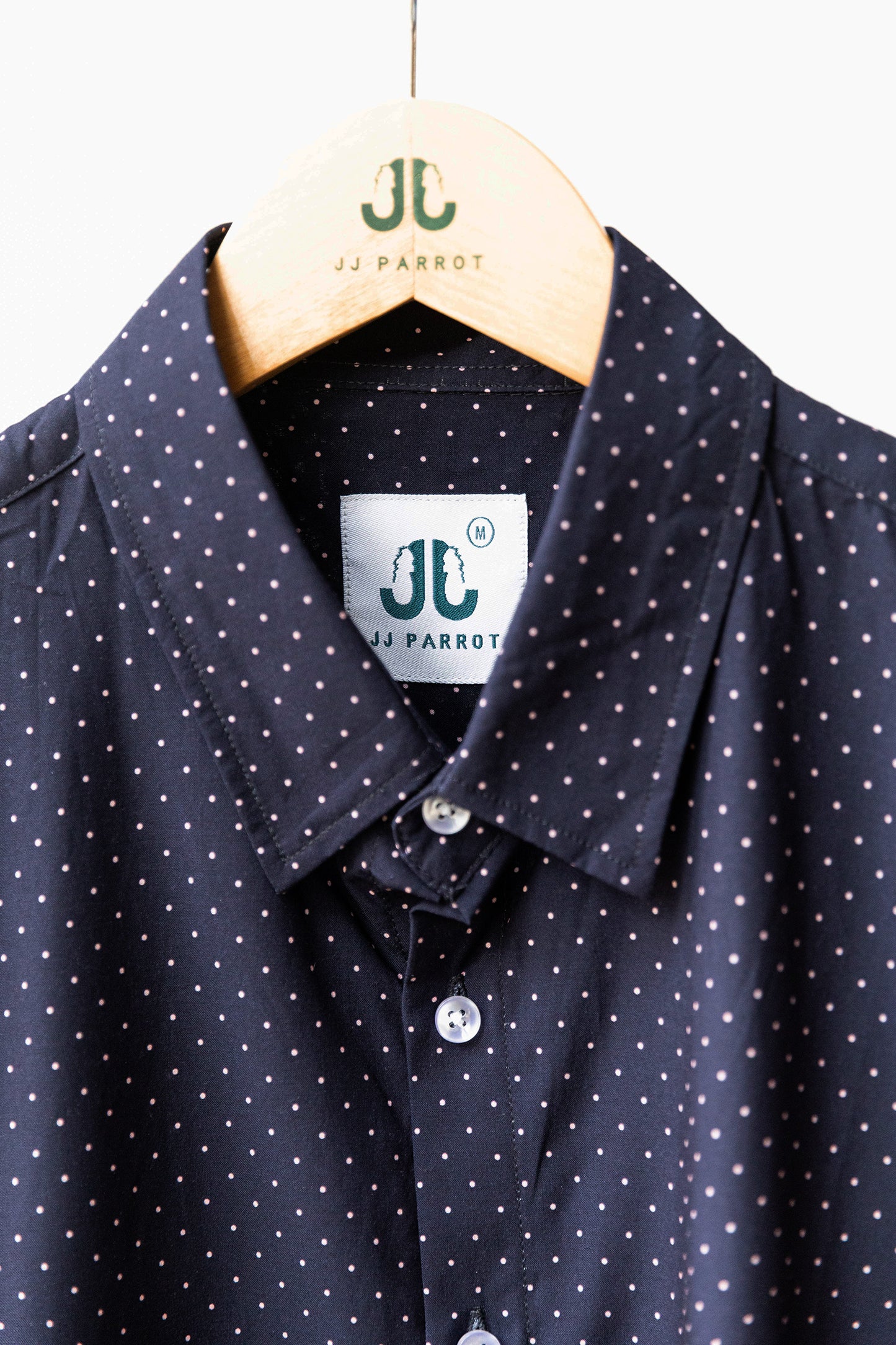 Navy Pink Polka Dot Short Sleeve Button Down