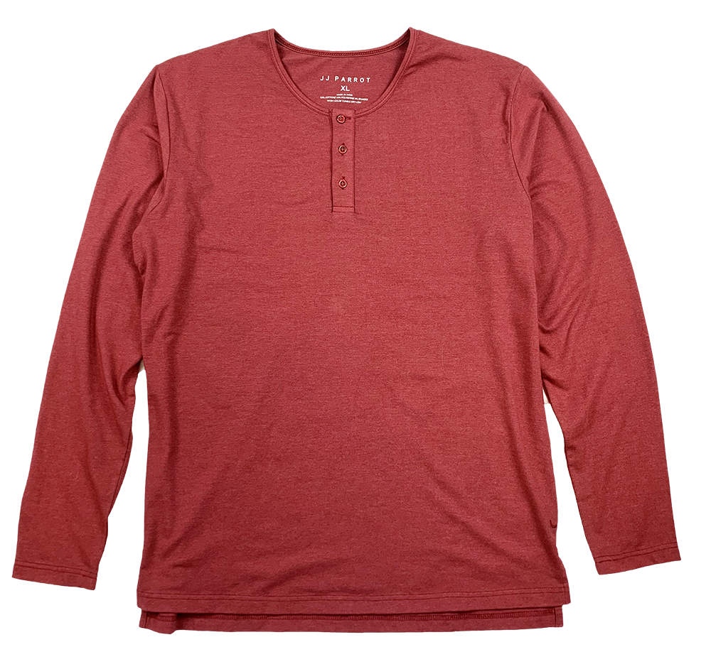Faded Red Long Sleeve Henley Shirt JJ Parrot