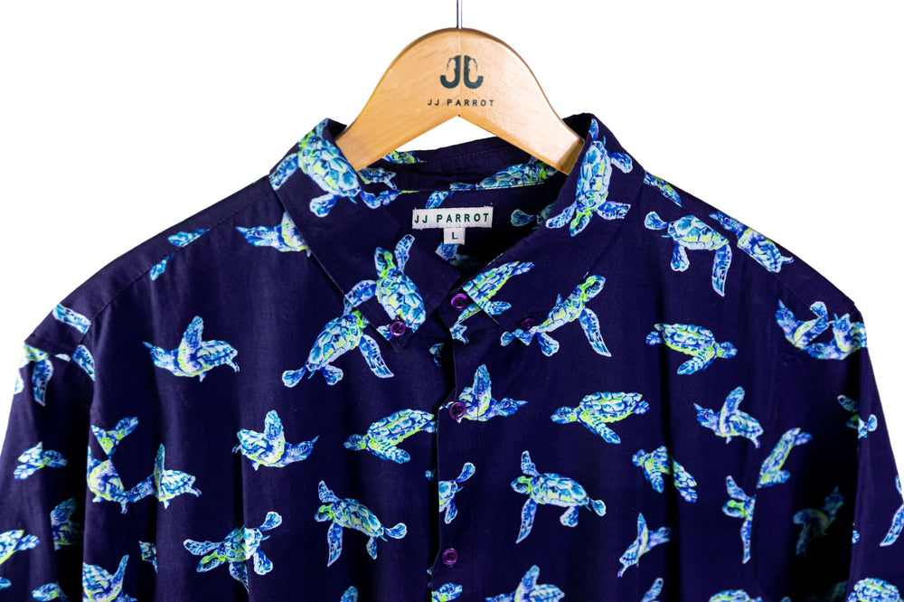 
                  
                    "I Like Turtles" Navy Short Sleeve Button Down
                  
                