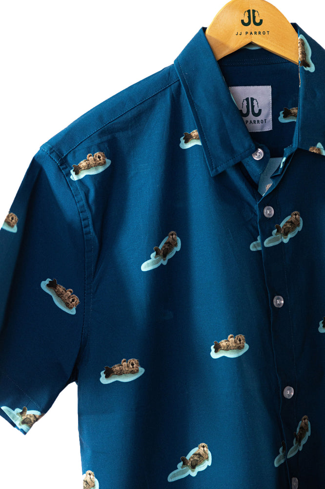 
                  
                    "Lovable Otter " Navy Short Sleeve Button Down
                  
                