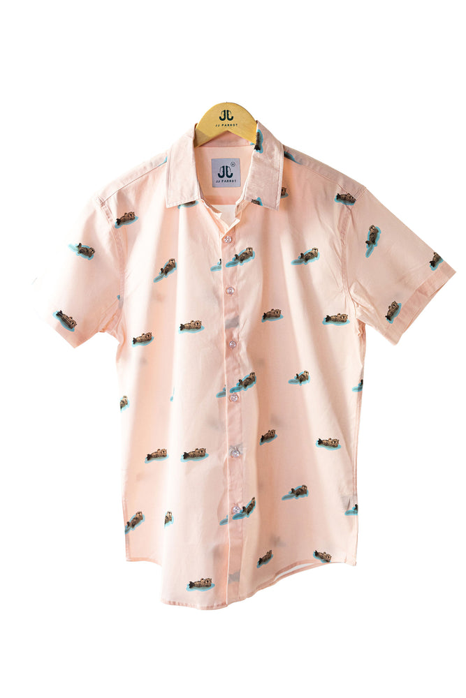 
                  
                    "Lovable Otter " Pink Short Sleeve Button Down
                  
                