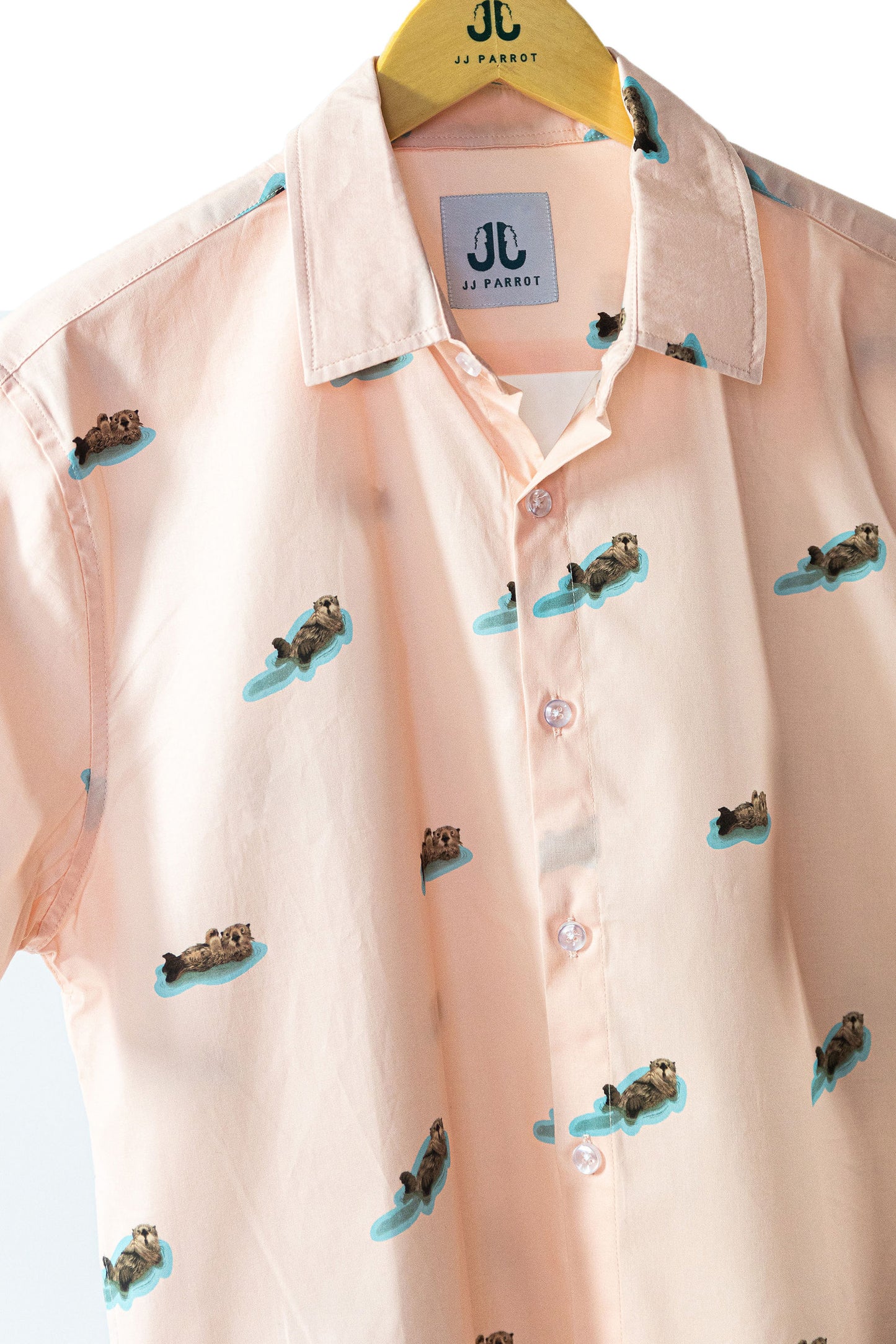 Pink Otter Short Sleeve Button Down Shirt JJ Parrot