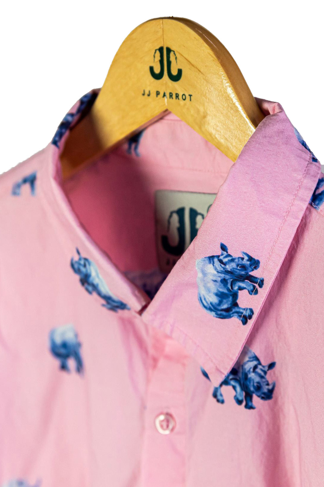 
                  
                    "Endangered Rhino" Pink Short Sleeve Button Down
                  
                