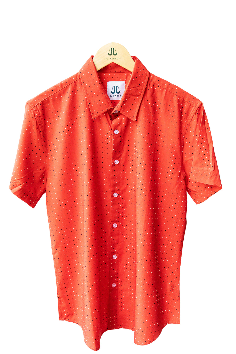 Red Polka Dot Short Sleeve Button Down