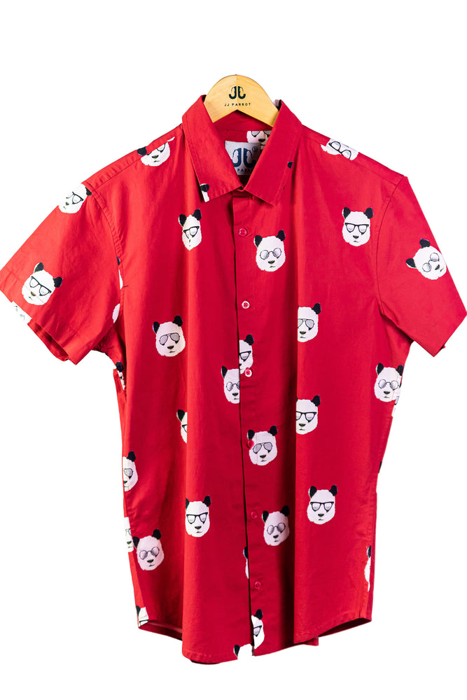
                  
                    "Chill Panda" Red Short Sleeve Button Down
                  
                