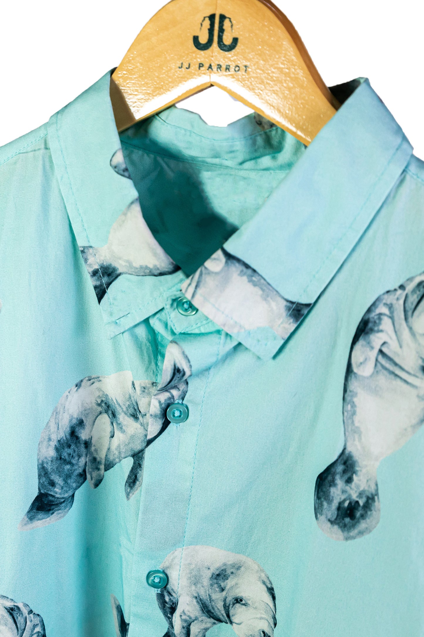 
                  
                    "Are those Manatees?" Baby Blue Short Sleeve Button Down
                  
                